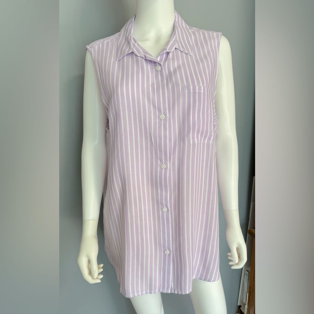 Loose Striped Purple Sleeveless Top